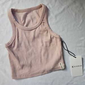 Kaveah Girls Rib Cropped Racerback- Petal Bloom- Size 10/12